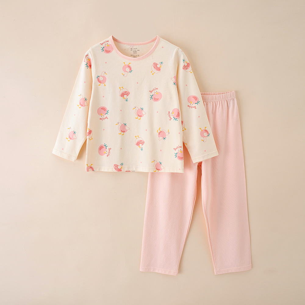 Picture of Children's Home Clothes Korean Style Pure Cotton Baby Set Class a Cotton Long-Sleeved Thin Kidsren's Clothing Boys and Girls Summer and Autumn Pajamas