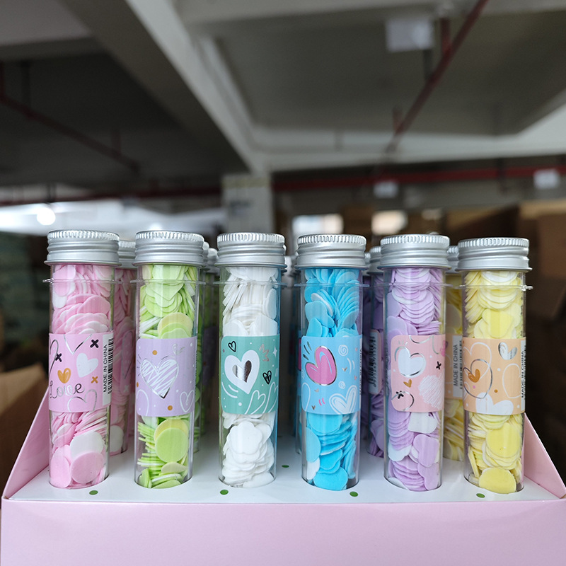 Picture of Outdoor portable hand washing travel disposable paper soap piece test tube soap Flower soap paper bottled Flower soap piece