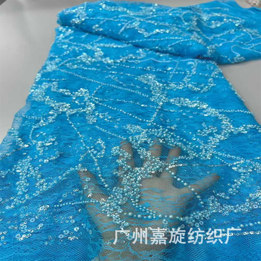 New Soft Skin-friendly Embroidery Lace Fabric Fashion Bead Tube Embroidery New Chinese Cheongsam dress Dress Embroidered Cloth