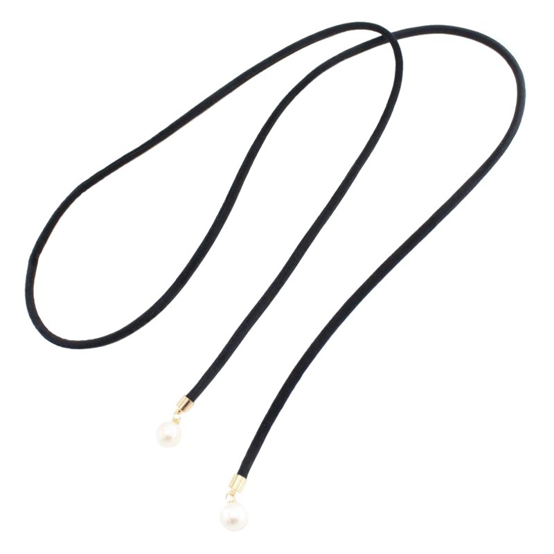 Korean version of female pearl flannel knotted thin belt dress decoration simple female pearl pendant waist chain a generation of hair