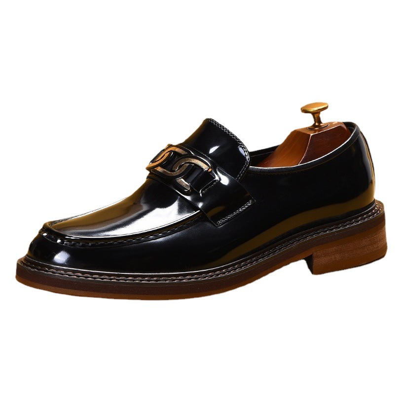 [vip for] Business Casual Shoes Loafers Men's Leather Horse Buckle British Style Lazy People Slip-on Leather Shoes