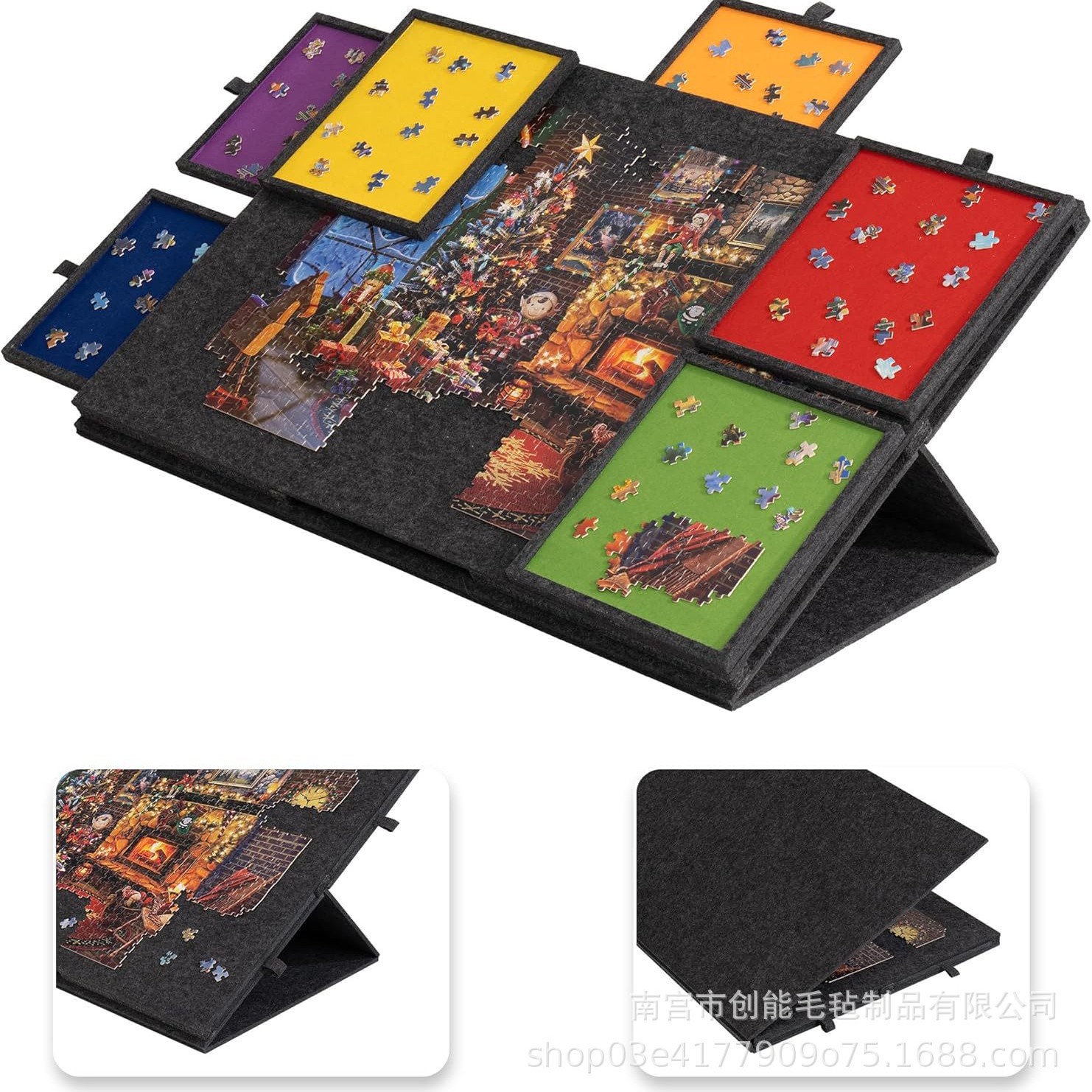 Cross-border children's jigsaw table board with stand cover 6 drawers portable jigsaw classification board jigsaw table jigsaw board