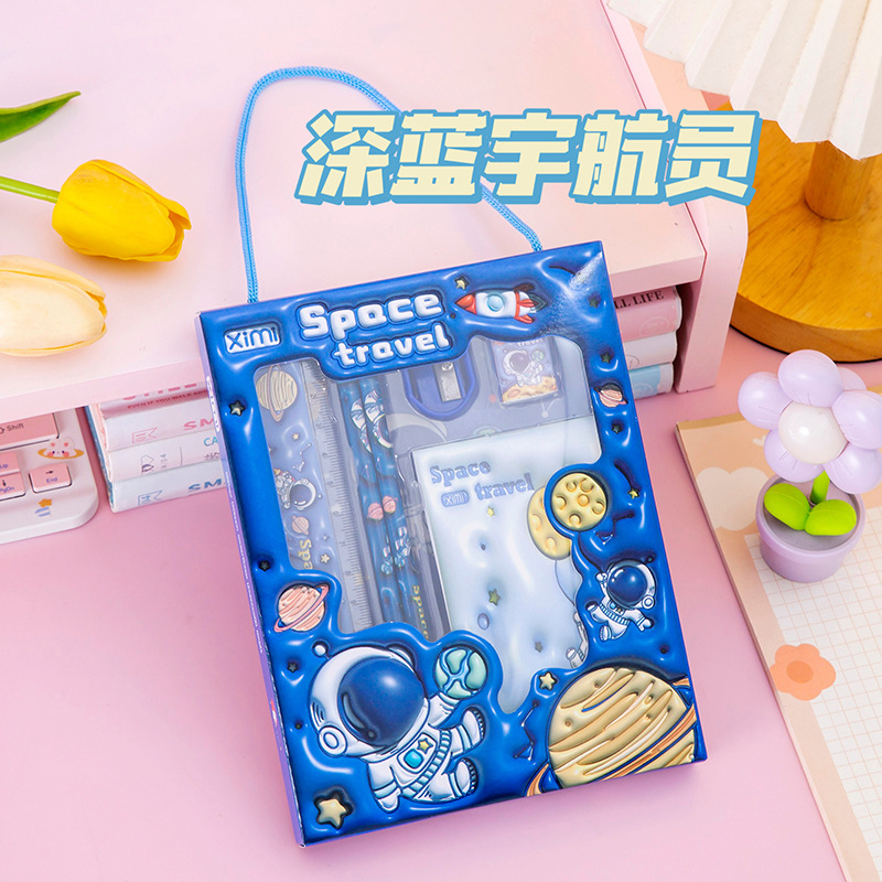 Picture of Six-Piece Children's Stationery Set for Primary School Students in the Beginning of School Season Cartoon Three-Dimensional Stationery Gift Box Set