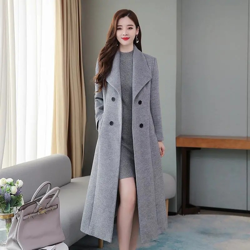 Picture of Southeast Asia Cross-border Coat Women's New Long Over-the-knee Large Size Woolen Coat Women's Winter Lapel Woolen Top for Chubby Girls