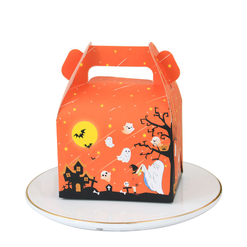 Picture of European Style New Halloween Theme Cake Suitcase Spider Web Suitcase Bread Box Baking Packaging Carton