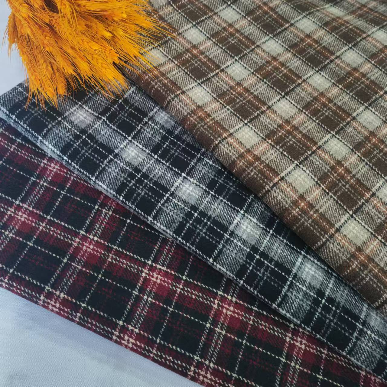 Shaoxing factory in stock autumn and winter plaid fashion children's clothing shirt shoes hat bags plaid woolen fabric