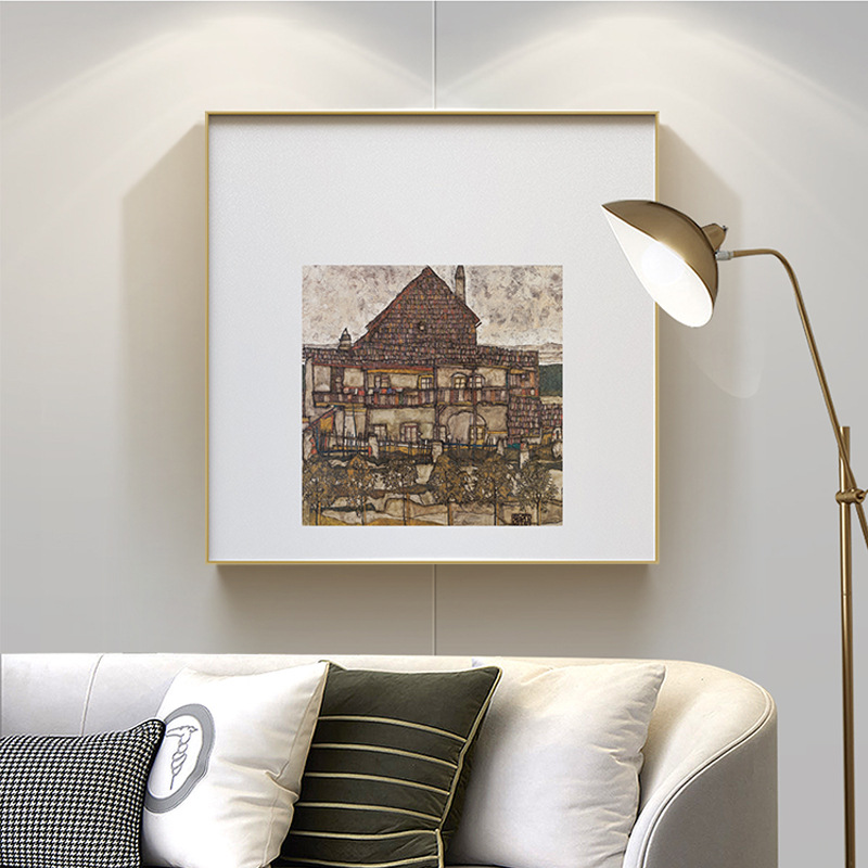 Small Town Schiller Egon Abstract Art Painting Modern Light Luxury Living Room Background Wall Painting Simple Restaurant Multi-link Hanging Painting