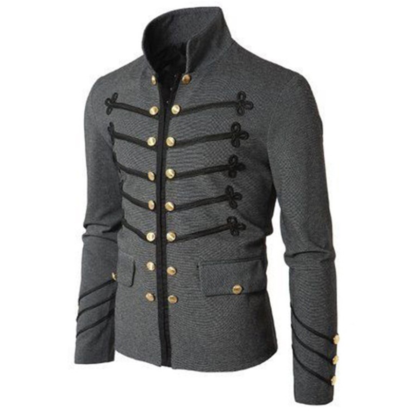 Picture of Wish Amazon eBay Foreign Trade Embroidered Double Row Button Solid Color Men's Jacket Cardigan Long Sleeve Performance Clothing