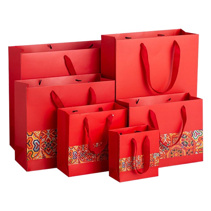 Red Wedding hand office mid-autumn Festival handbag gift gift bag gift Year of Ox handbag paper bag Zhuofan bag