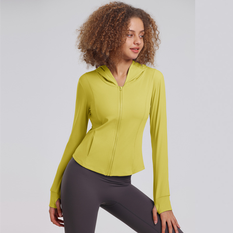 Picture of 2023 New Sports Tops Women's Hooded Slim Fitness Tops Women's Quick-Drying Casual Running Yoga Top