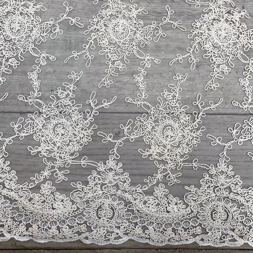 Water-Soluble Cotton Thread Mesh Embroider Fabric Women's Top Dress Pure Cotton Lace Rose Embroider Fabric