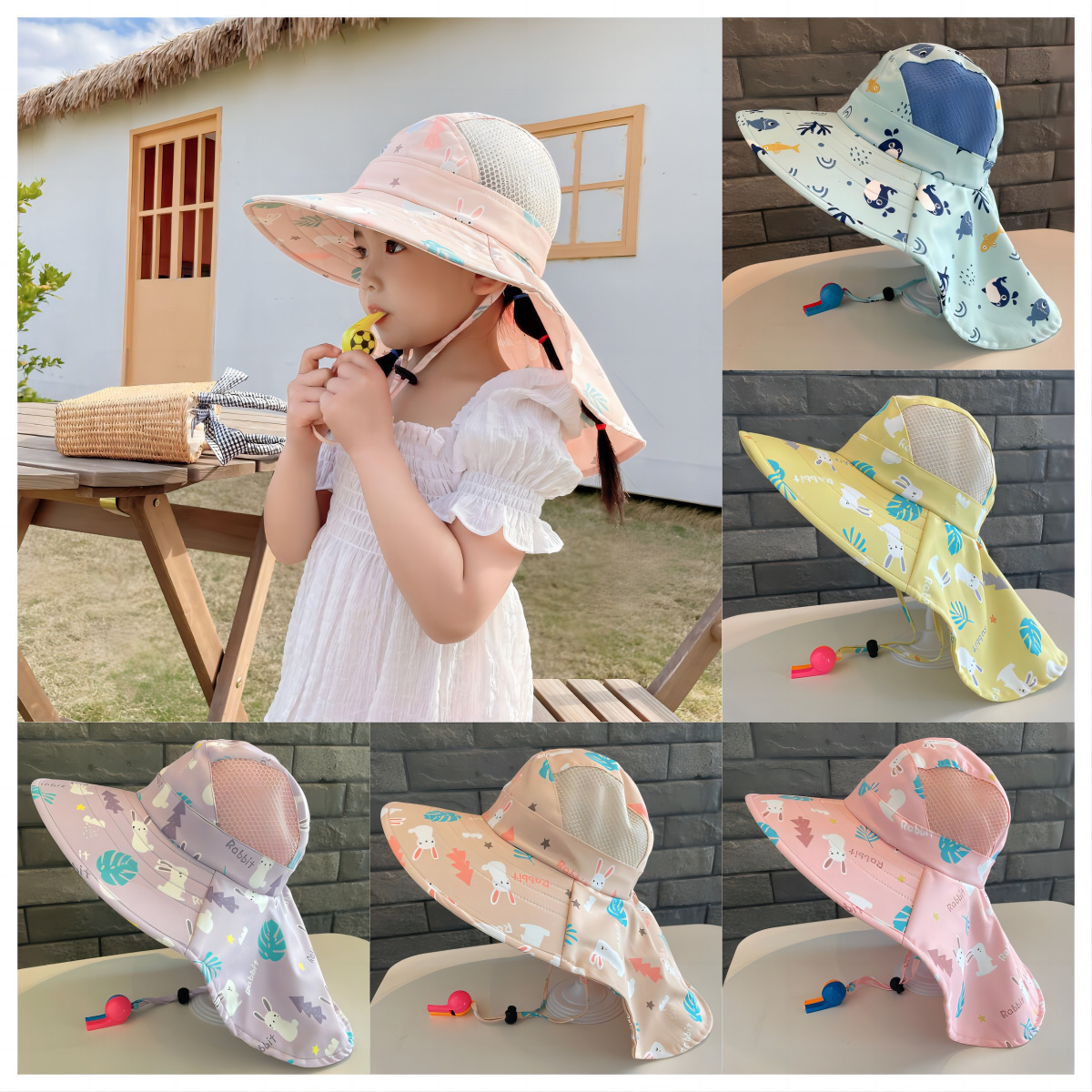 Children's Sunscreen Hat Summer Anti-UV Sun Hat for Boys Breathable Big Brim Girl's Fisherman Hat Sun Hat Thin