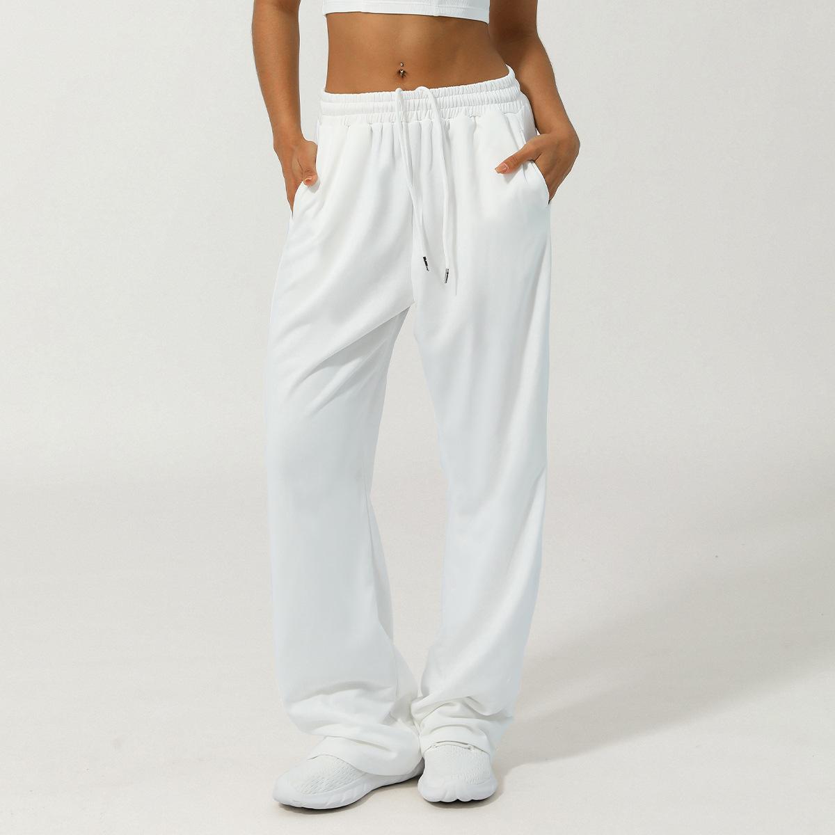 Picture of Spring and summer European and American sports leisure pants waist yoga clothing loose fitness pants women's outdoor straight wide leg pants