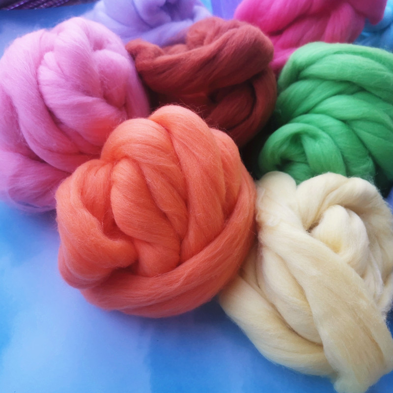 Manufacturer 66S Wool Felt Poke Fun Material Package Wet Felt Needle Felt DIY Handmade Multi-Color Wool Strips Pure Cashmere
