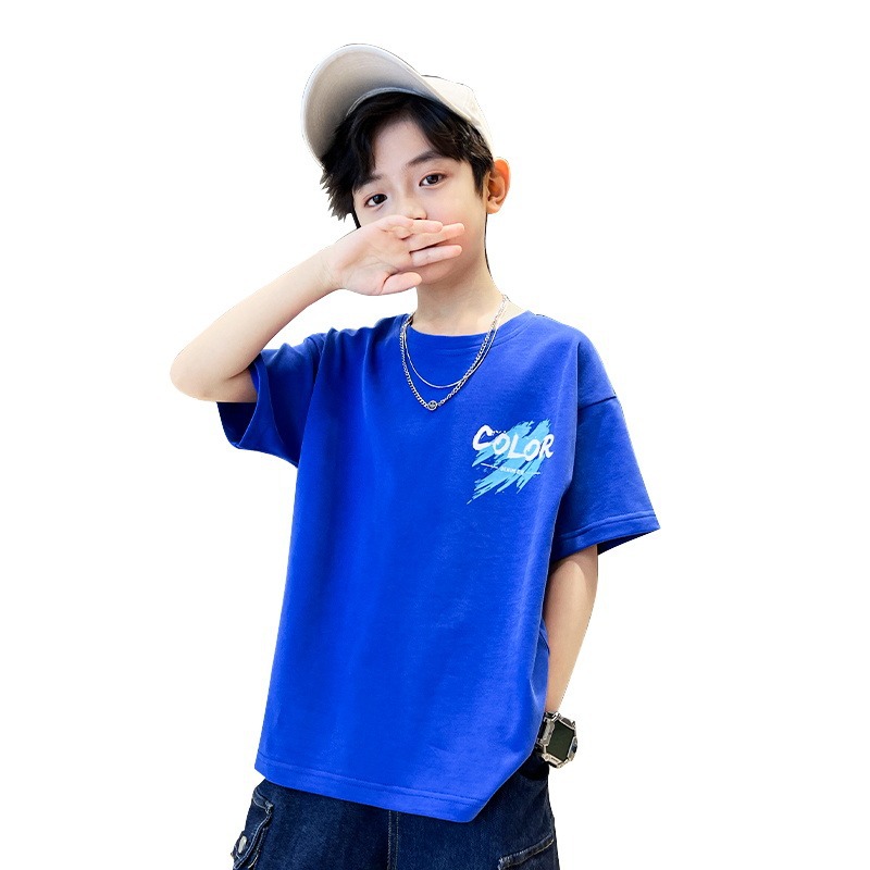Picture of Boys' summer short-sleeved T-shirt children's purple half-sleeved T-shirt 2023 new boys' fashionable summer top