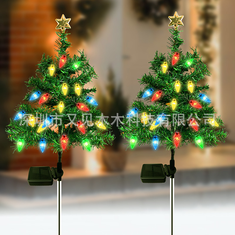 New Solar Christmas Tree Light Outdoor Waterproof Christmas Atmosphere Decoration Patio Garden Floor Lawn Light