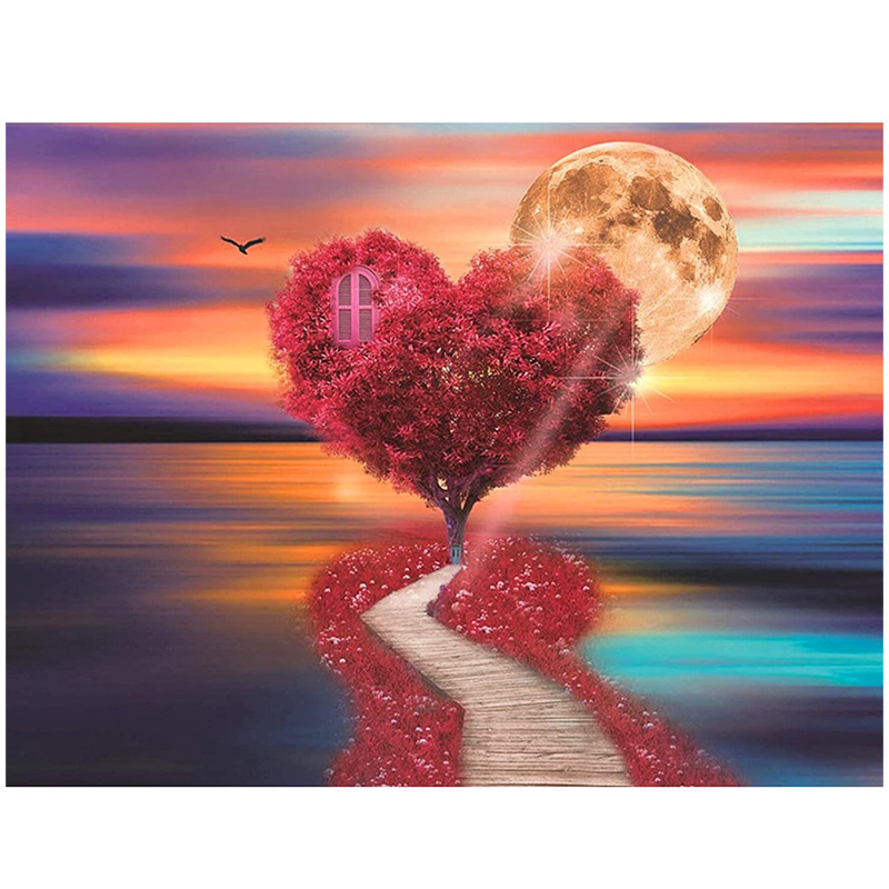 Diamond Painting DIY Export Moon Heart Tree Rubik's Cube Round Diamond Full of Diamonds Handmade Dot Diamond Painting Masonry Painting