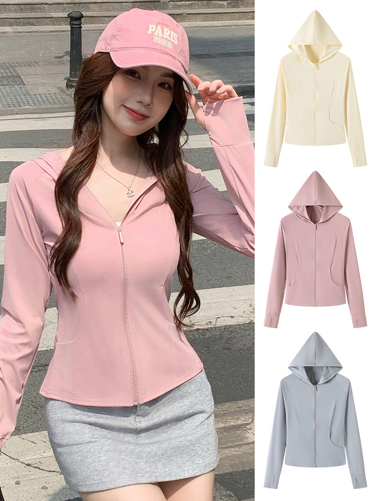 Picture of H829 Pocket Summer Outdoor Ice Silk Sun Protection Clothing New UV Protection Sunshade Lightweight Skin Clothing Sun Protection Clothing