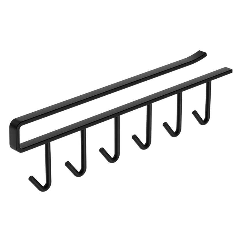 Multi-functional kitchen iron hook multi-row cabinet storage rack tissue rack six-piece hook wardrobe tie organizing rack