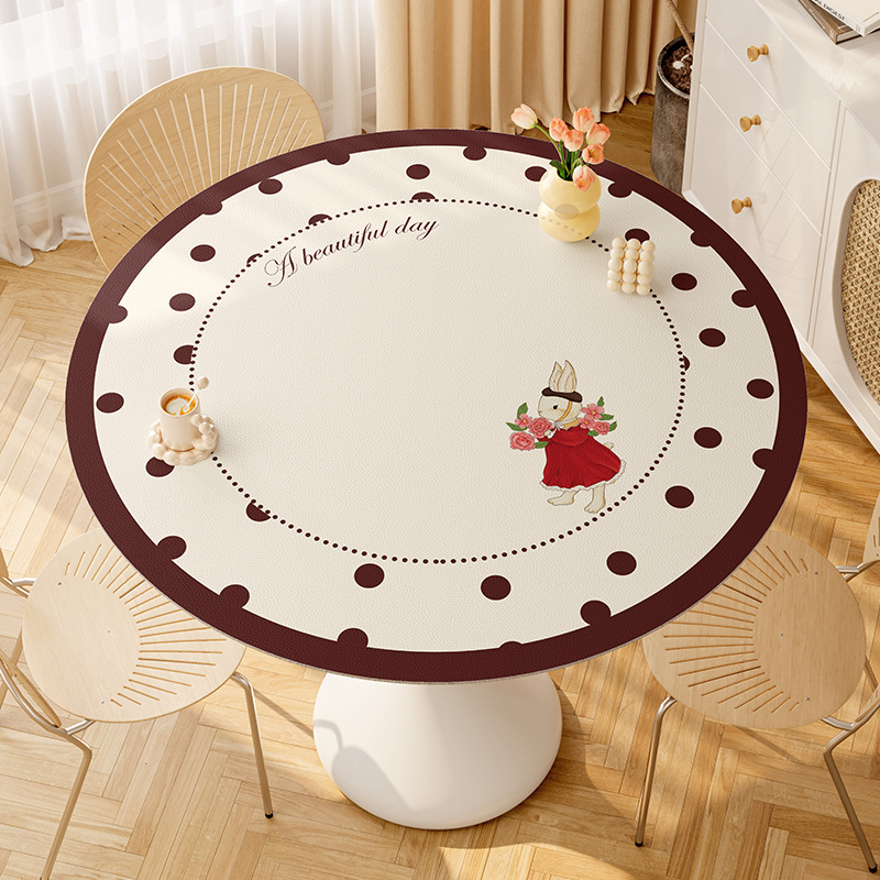 Picture of Round table mat oil-proof waterproof disposable leather table mat tea table non-slip mat cloth round table mat large round tablecloth