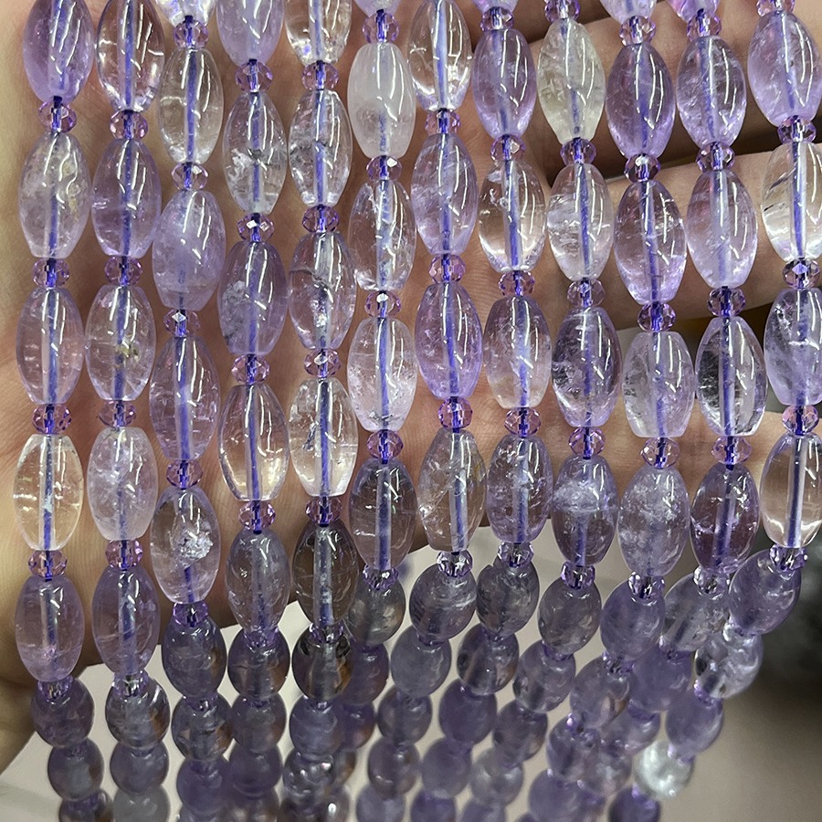 Picture of Natural amethyst rice beads light loose beads bracelet necklace diy material light amethyst bracelet crystal jewelry accessories