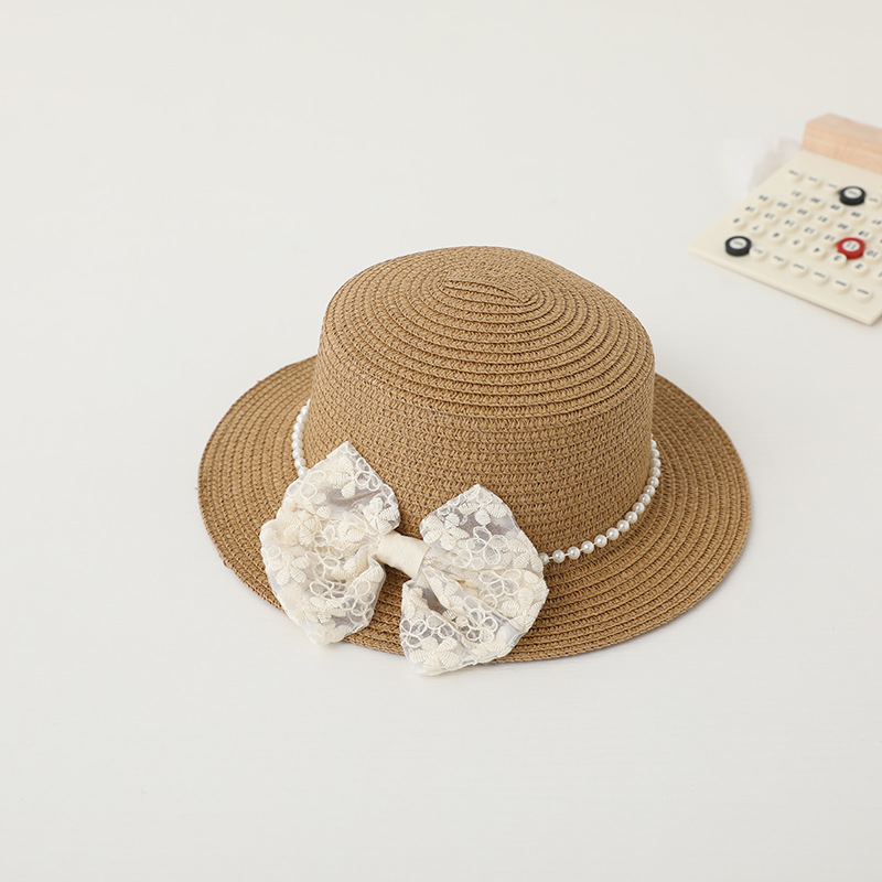 Picture of Children's Sunscreen Hat Summer Girl's Sunshade Straw Hat Bag suit Girl Baby Girl Western-style Lace Princess Beach Hat