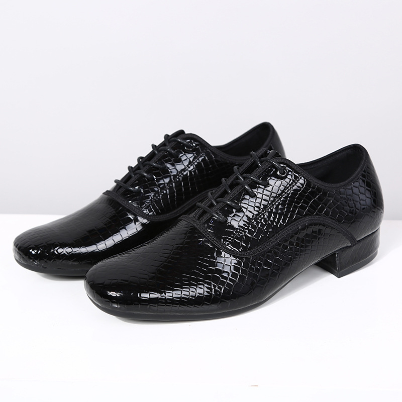 New Teacher Dance Shoes Men's Ultrafine Leather Stone Pattern Practice Shoes Adult Latin Dance Shoes Square Dance Practice Shoes