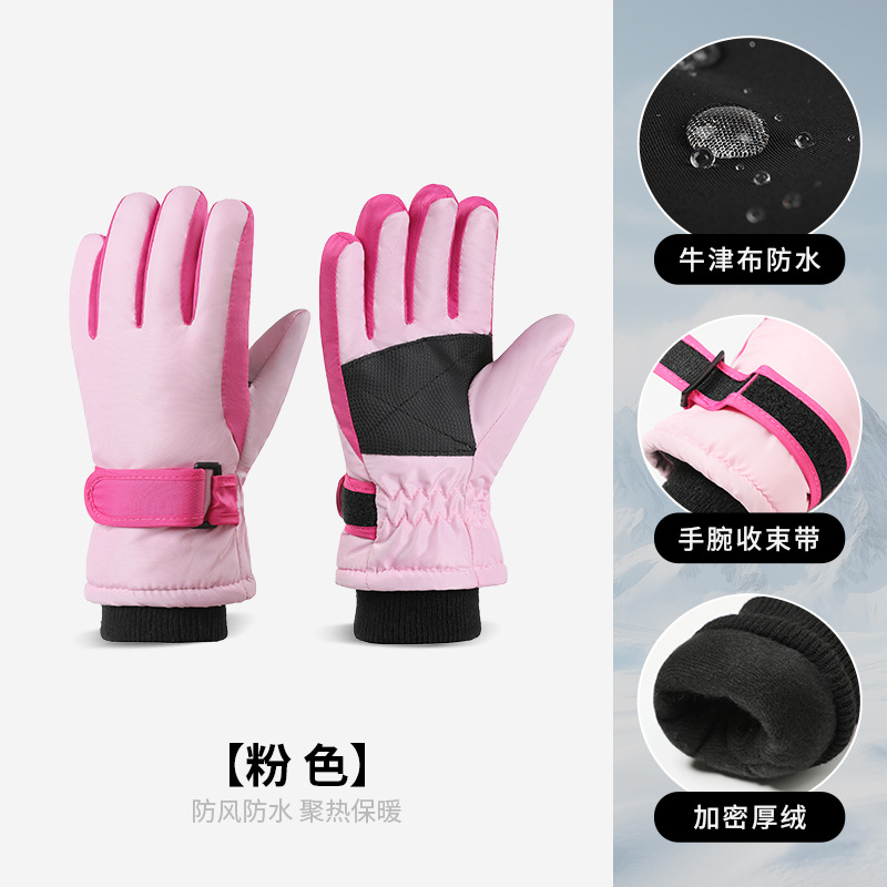 Picture of Cross-Border Outdoor Professional Sports Warm Gloves for Boys and Girls Aged 3-9 Years Old Fleece-Lined and Thickeneded Windproof Kidsren's Ski Gloves