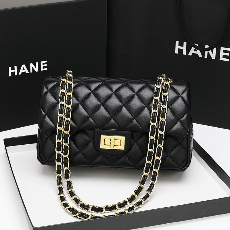 Small Fragrant Rhombus Chain Bag New Women's Bag Socialite Lady Shoulder Crossbody Bag Multi-Layer Double Cover Handbag