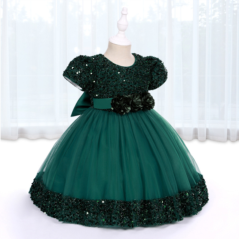 Picture of Amazon children's dress sequins children's dress puffy mesh princess dress baby girl's one-year-old banquet girl dress