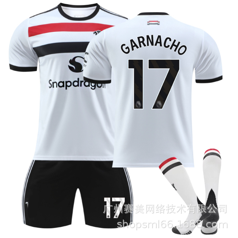 Picture of 2425 Red Devils Two-man White Football Jersey suit 10 Rashford 37 Menu 17 Garner Joe 7C Luo Men's Jersey