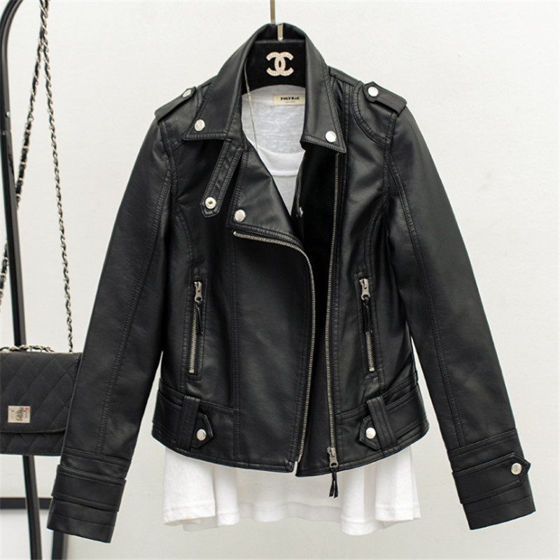 Picture of New Slim-Fit Lapel Leather Women's Short Coat Women's PU Jacket Bike Clothing Women's Clothing