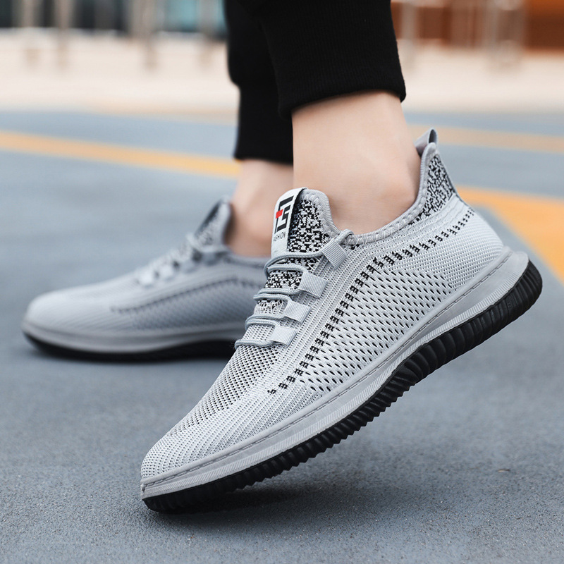 Casual Shoes Men's Flying Mesh Surface Breathable sneaker Soft Bottom Comfortable Fashionable All-match Middle-aged and Elderly Slip-on Walking Shoes
