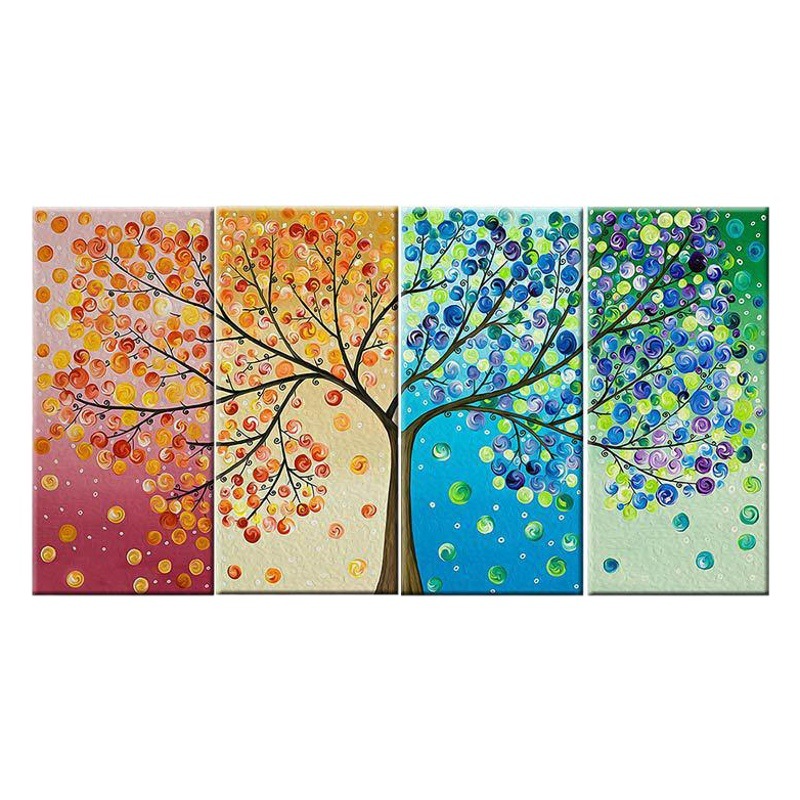 Cross-border wish AliExpress Amazon living room Four Seasons safe fortune tree decorative painting frameless painting canvas painting core