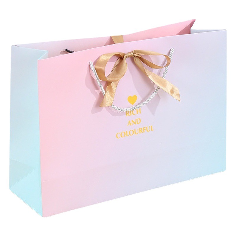 New Ins Style Packaging Bag Gradient Gift Bag Clothing Store Handbag Paper Bag Printed Logo Gift Bag