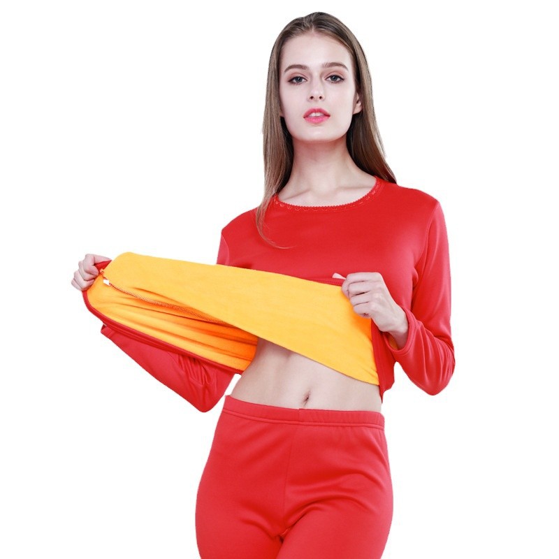 Picture of Gold Velvet Thermal Intimates for Men, Large Size Fleece-Lined and Thickeneding, Couple's Autumn Clothes and Long Pants, Cold-Proof Thermal Intimates Set for Women