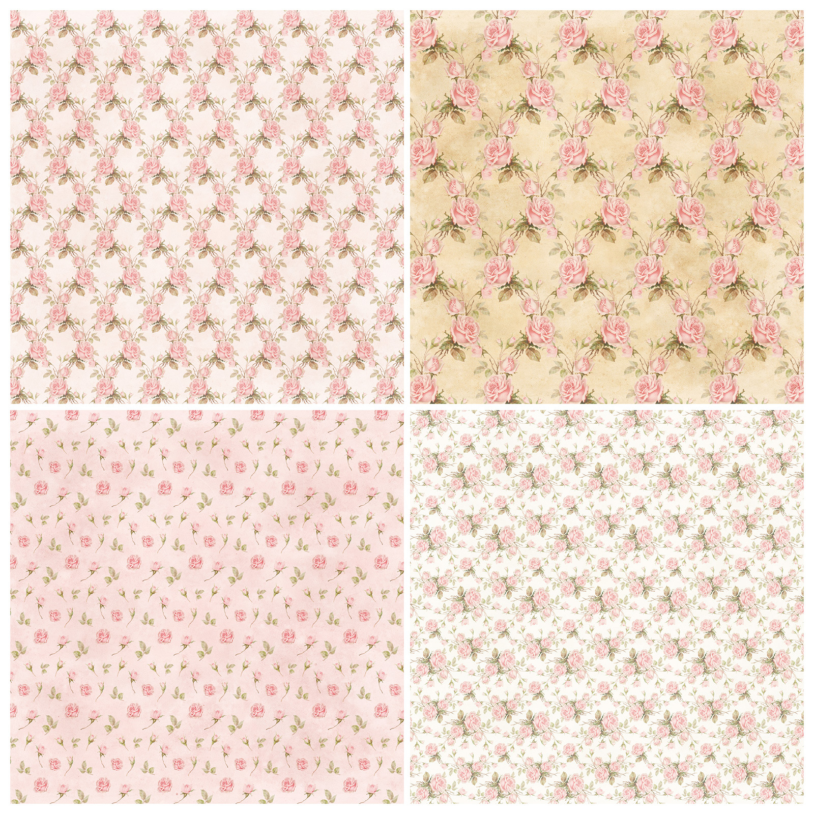 Picture of 12 sheets/pack DIY photo album cut-off paper hand account material paper pink floral valentine's day background paper pattern paper