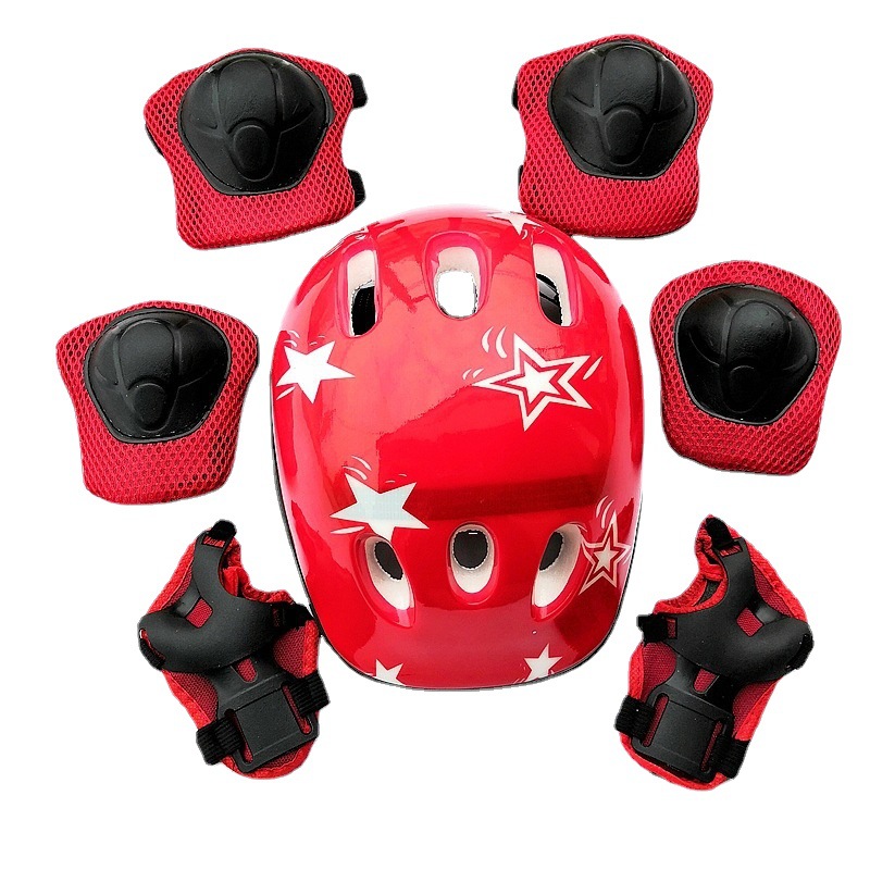 Children's roller skating helmet protector 7-piece skateboard children's balance car thickened knee pads dry skate skate protector suit