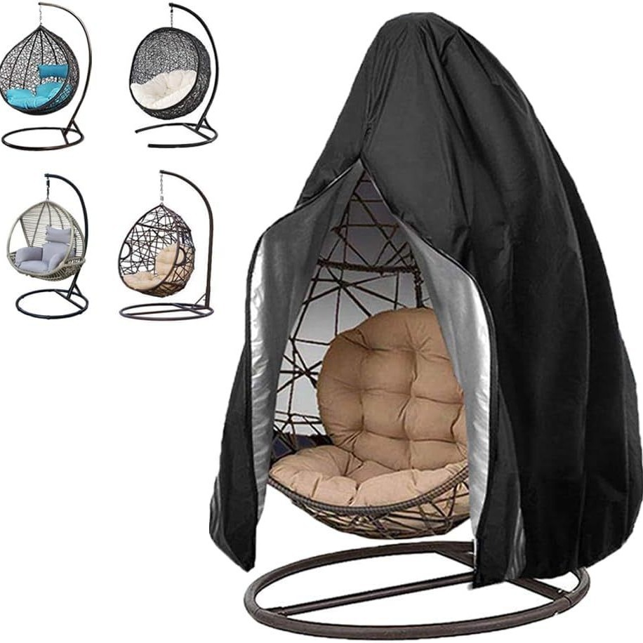 Cross-Border Hot Selling Outdoor Garden Cover 210D Black Oxford Cloth Swing Hanging Eggshell Chair Cover Waterproof and Dustproof Cover