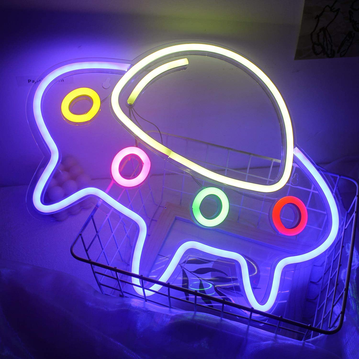 New acrylic transparent backboard neon light cross-border e-commerce Creative LED light wall decoration neon UFO