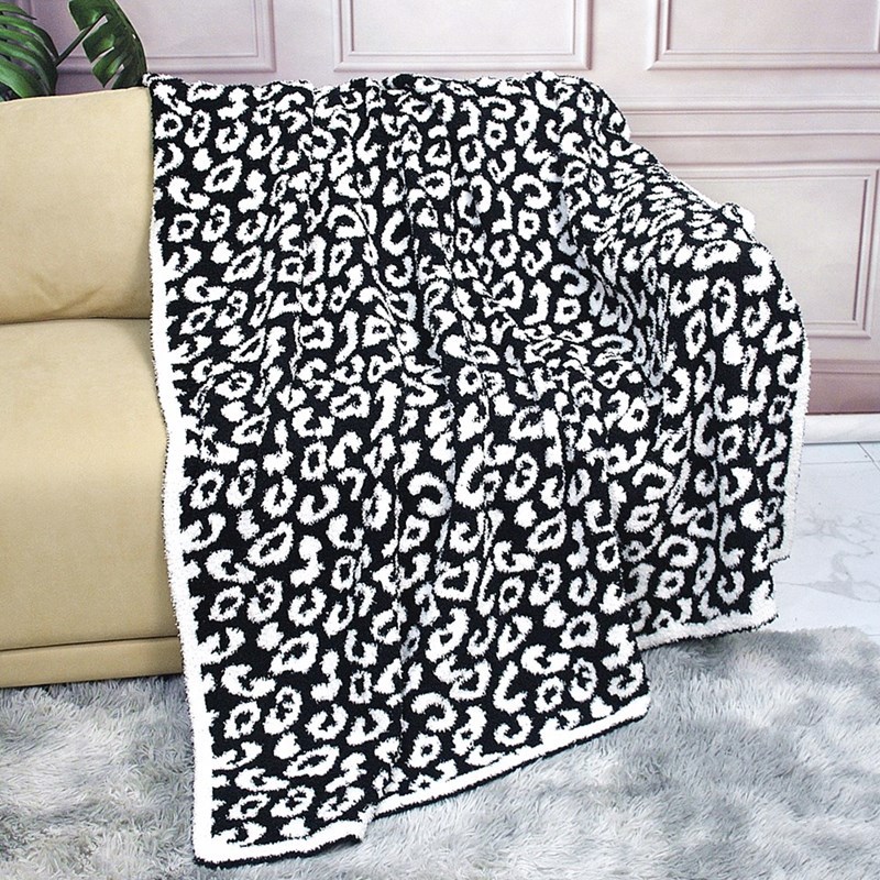 Leopard Print Half Velvet Blanket Thickeneded Scandinavian Style Office Blanket Sofa Blanket Nap Blanket Winter Sofa Blanket