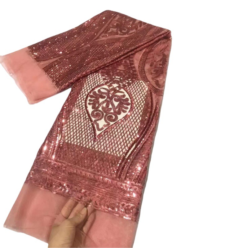 African Lace sequins fabric Nigerian African Tulle Lace fabric For Party