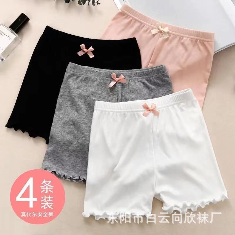 Girls Safety Pants Anti-Exposure Modal Bottoming Bow Three-Quarter Pants Summer Kidsren's Underwear Boxer Anti-Exposure