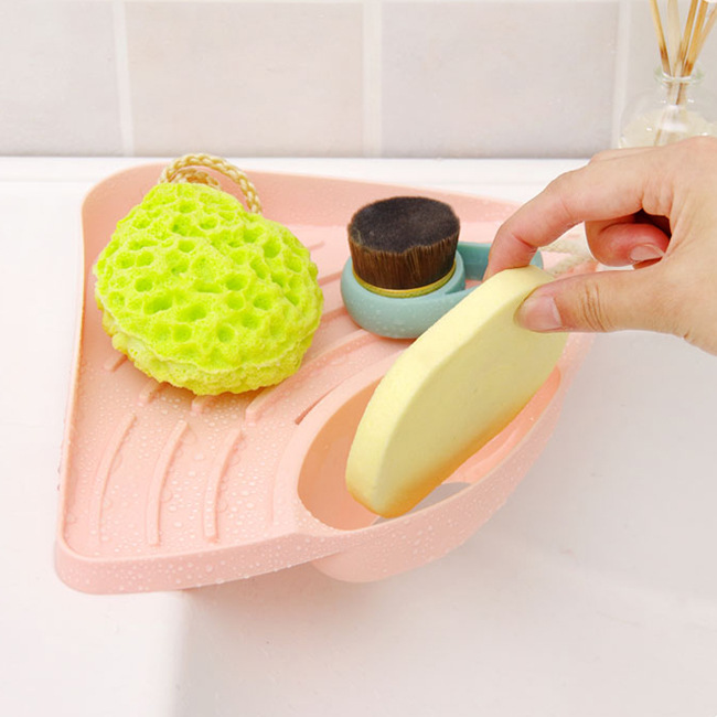 Picture of Suction Cup sink rack plastic storage rack storage rack dishwashing sponge rack triangle drain rack 87g