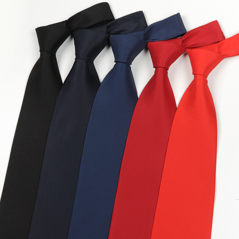 Picture of Lazy zipper easy to pull men's formal business 10cm pure blue red black professional work high quality tie