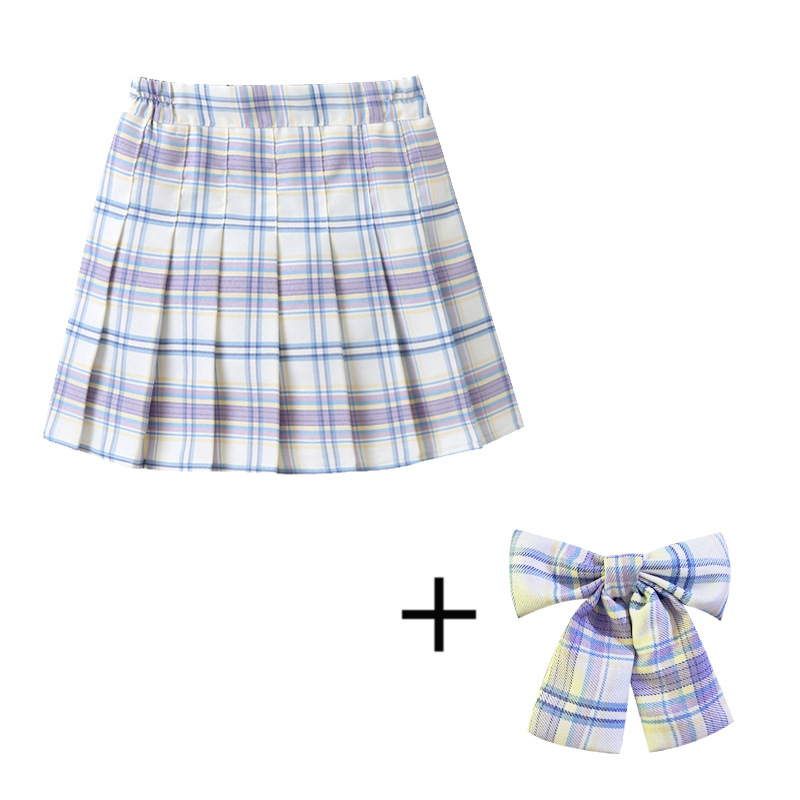 Picture of Girls' skirt children's clothing Korean style new preppy style children's short skirt class clothes plaid skirt medium and large children's pleated skirt