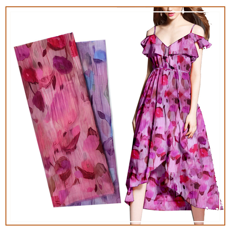 Tencel Nylon Digital Direct Jet Tie-Dye Printed Fabric Top Shirt Halter Skirt Half Dress Hot Selling Fabric