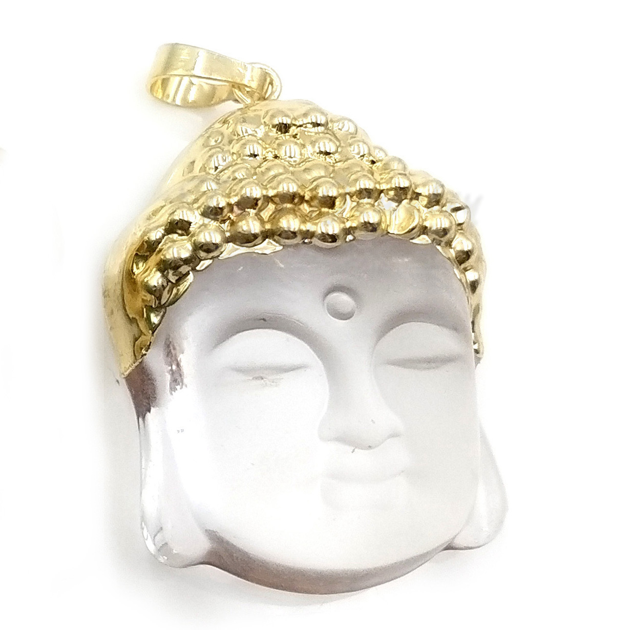 Picture of Gold Hand-carved Sakyamuni Head Pendant Obsidian White Crystal Green East Mausoleum Necklace Jewelry 2025 Cross-border