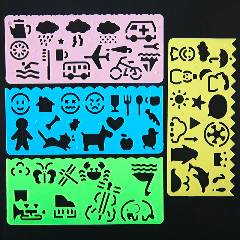 Scratch template ruler DIY painting model various patterns shape ruler ruler kaleidoscope shape ruler children's tools