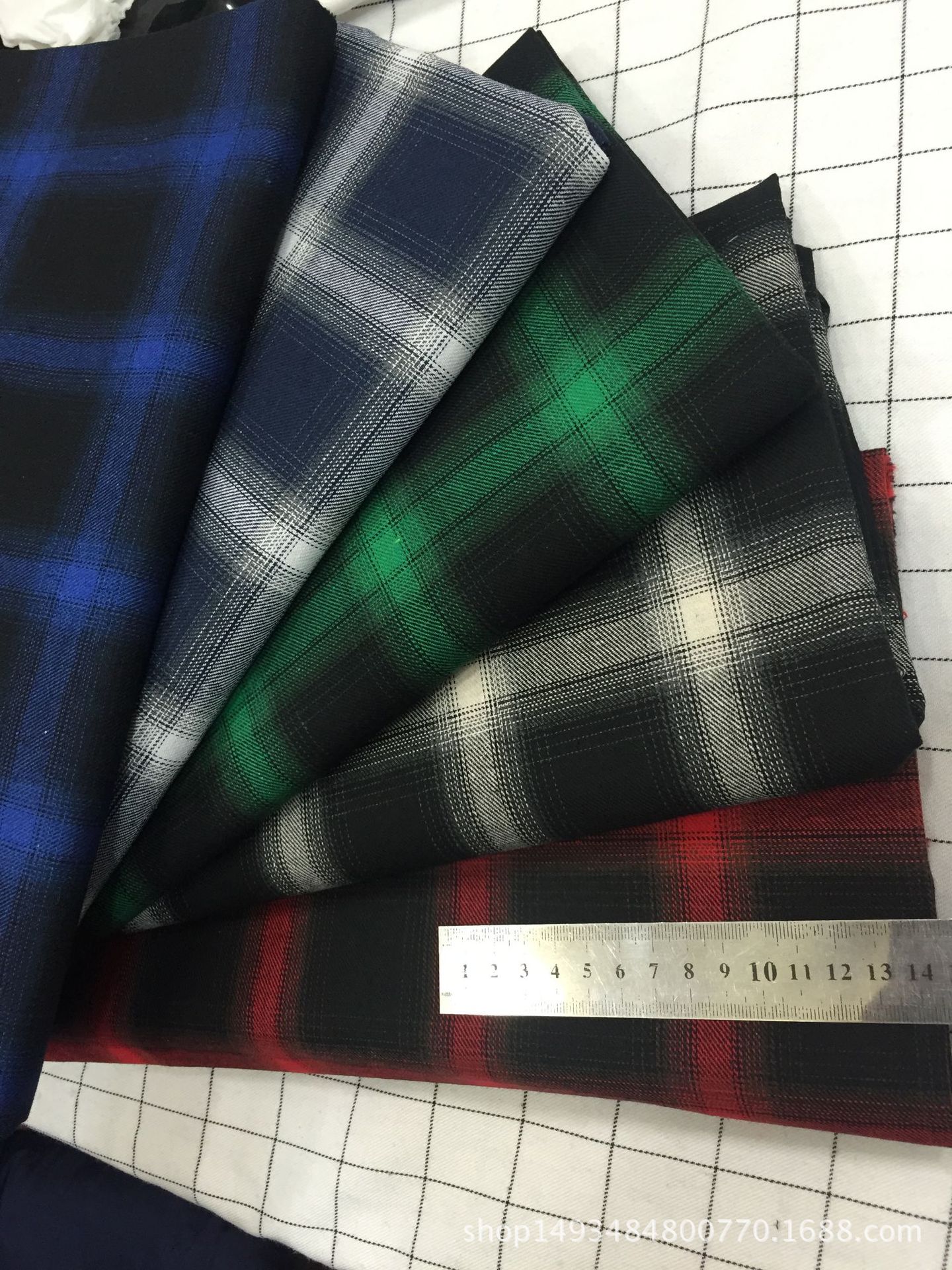 Picture of Autumn new twill sanding shirt fabric yarn-dyed plaid children's clothing men's shirt fabric